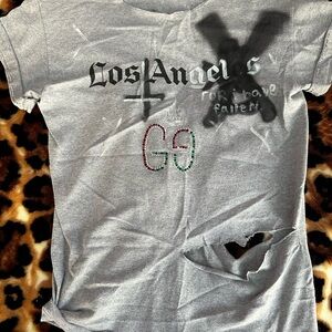 Gray Short Sleeve Tee with Gothic Graphic